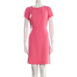 Red Valentino Bateau Neckline Pink Puff Sleeve Mini Lace Accents dress size 40/2